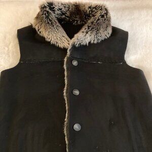 New Reversible Faux Fur/Suede Vest + 2 Scarves + Mittens + Cuffs | Size M